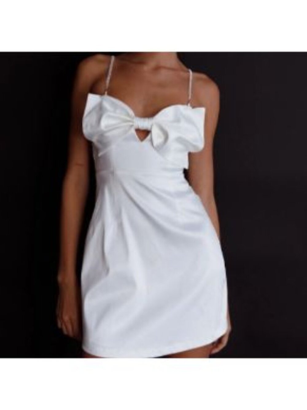 Saints & Secrets Lilly Bow Diamante Mini Dress White